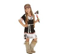 Widmann Indian Girl (Dress, Belt, Headband) (140 cm / 8-10 Years) Black