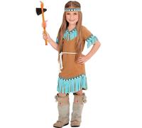 Déguisement Petite Indienne Marron Et Bleue Fille 5 À 7 Ans Marron