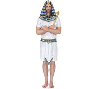 Deguisetoi Déguisement pharaon égyptien homme – Tunique coiffe ceinture – XL Blanc – 100% Polyester