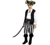 Déguisement pirate à rayures- Funidelia- 117063- Collection Blanc et Noir garçon- Corsair, Boucanier - Multicolore- Carnaval et 10-12 ans