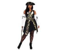 Déguisement Pirate Des Océans Motifs Dorés Grande Taille Femme - Taille: Xxxl Noir