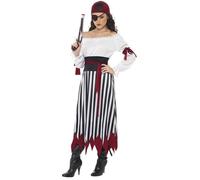 Déguisement pirate femme - SMIFFY'S - modèle longue robe à rayures blanches et noires - taille 40/42