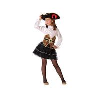 Déguisement pirate fille - ATOSA - Corset, jupe et chemise - Noir, multicolore - Intérieur 10-12 ans