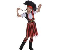 Déguisement pirate fille - PTIT CLOWN - PTIT CLOWN - Taille 5-6 ans - Rouge - Robe ceinture chapeau cache-bottes 5-6 ans