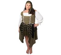 Karnival Costumes Déguisement pirate flibustière vert grande taille femme - Noir - XXL