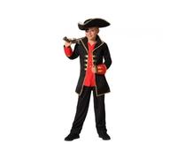 Déguisement pirate garçon 10-12 ans noir - t-shirt avec chemise rouge intégrée et pantalon 10-12 ans