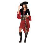 Déguisement Pirate Motifs Dorés Femme - Taille: S (36-38) Rouge
