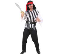 Déguisement Pirate Rayé Noir Et Blanc Homme Large Multicolore