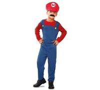 Déguisement enfant - Mario - Plombier - Casquette et combinaison bleu rouge - 5-6 ans - 2 pièces