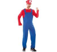 Déguisement Plombier Rouge - Mario - Adulte - Chemise, combinaison, casquette S
