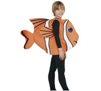 FIESTAS GUIRCA | Costume de Poisson Enfant (5-6 ans) - Tunique Unisexe - Costumes d'Animaux Marins pour Halloween, Carnaval et Fêtes Costumées - Idéal pour Enfants - Orange et Blanc