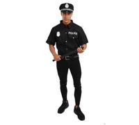 Déguisement Policier Adulte - PTIT CLOWN - Carnaval, Halloween, Cosplay, Spectacle, Théâtre, Fête Costumée, Soirée Déguisée - Noir S/M