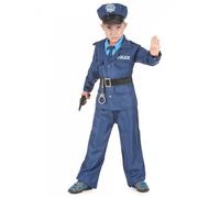 DEGUISE TOI - Déguisement policier bleu enfant - Pantalon - Veste - Fausse chemise - Casquette - Cravate - Ceinture - L 10-12 ans (130-140 cm) - Bleu - Déguisements enfants - 100% Polyester -