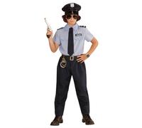 Widmann Déguisement Police – Chemise, Pantalon, Ceinture, Cravate, Chapeau – 158 cm 11-13 ans Bleu