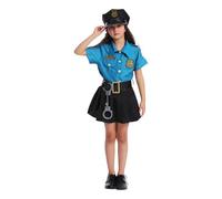 Deguisement Policier Enfant, Costume Policier Enfant, Police Déguisement avec Chemise,Pantalon,Chapeau,Ceinture,Menotte,Police Insigne,Matraque,Talkie-Walkie,Pistolets Jouets pour Carnaval Halloween