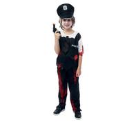 Déguisement Policier Ensanglanté - PTIT CLOWN - Costume Enfant - 7 à 9 ans - Polyester - Noir 10-12 ans