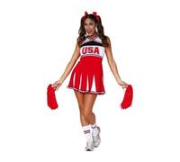 FIESTAS GUIRCA | Costume de Cheerleader Adulte (44-46/XL) - Robe pour Fêtes Sportives et Célébrations - Idéal pour Halloween, Carnaval et Fêtes Costumées - Pour Adultes - Rouge et Blanc