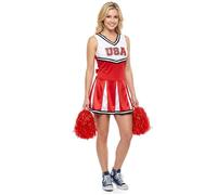 DÉGUISEMENT POM-POM GIRL ÉQUIPE USA FEMME XL Rouge, Bordeaux XL