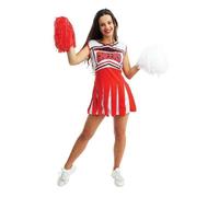 Déguisement - Pom Pom Girl Femme PtitClown - Rouge et blanc - Polyester - Adulte L/XL