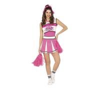 FIESTAS GUIRCA Déguisement de Pom-Pom Girl Rose pour Femme - Uniforme de Pom-Pom Girl Américaine à Manches Courtes pour Dames - Costume pour Femme Taille L