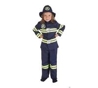 Déguisement - Pompier Enfant PtitClown - Bleu marine - Mixte - Casque, pantalon et veste 7-9 ans