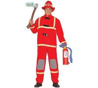 Déguisement Pompier Homme - Polyester - Rouge - Taille L 52-54 M