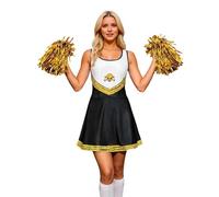 Deguisement Pompom Girl, Costume Cheerleader Femme Sans Manche pour Adulte, Rouge Bleu Noir Pom Pom Girl Halloween,déguisement cheerleader femme pour Halloween Cosplay Carnaval 2026