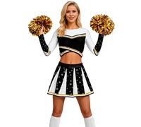 Deguisement Pompom Girl, Costume Cheerleader Femme Sans Manche pour Adulte, Rouge Bleu Noir Pom Pom Girl Halloween,déguisement cheerleader femme pour Halloween Cosplay Carnaval 2026