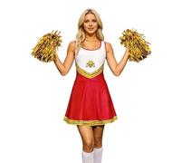 Deguisement Pompom Girl, Costume Cheerleader Femme Sans Manche pour Adulte, Rouge Bleu Noir Pom Pom Girl Halloween,déguisement cheerleader femme pour Halloween Cosplay Carnaval 2026