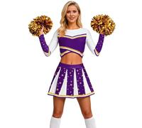 Deguisement Pompom Girl, Costume Cheerleader Femme Sans Manche pour Adulte, Rouge Bleu Noir Pom Pom Girl Halloween,déguisement cheerleader femme pour Halloween Cosplay Carnaval 2026