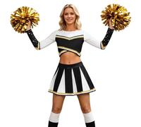 Deguisement Pompom Girl, Costume Cheerleader Femme Sans Manche pour Adulte, Rouge Bleu Noir Pom Pom Girl Halloween,déguisement cheerleader femme pour Cosplay Carnaval 2026