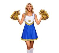 Deguisement Pompom Girl, Costume Cheerleader Femme Sans Manche pour Adulte, Rouge Bleu Noir Pom Pom Girl Halloween,déguisement cheerleader femme pour Halloween Cosplay Carnaval 2026