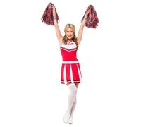 Déguisement Pompom Girl Smiffy's - robe rouge et blanche + pompons (Adulte, Mixte) XS