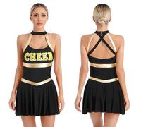 Déguisement Pompom Girl Uniforme Uniforme de pom-pom girl for femmes, costume de pom-pom girl, tenue de cosplay carnaval d'écolière, robe de cosplay Call of the Night(Black,XL)