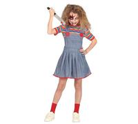 DÉGUISEMENT POUPÉE CHUCKY CINÉMA FILLE 7/9 ANS Bleu, Turquoise, Ciel, Marine 7-9 ans