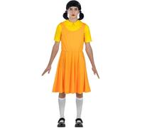 Funidelia | Déguisement Poupée de Squid Game Officiel Netflix pour femme Le Jeu du calmar - Déguisement pour Adultes et accessoires pour Halloween, carnaval et fêtes - Taille M - L - Orange