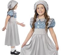 Smiffys Costume écolière époque Victorienne, Gris, avec robe et chapeau