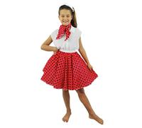 Déguisement pour fille avec jupe à pois, jupe à pois et écharpe, pour filles de 5 à 16 ans, violet à pois blancs