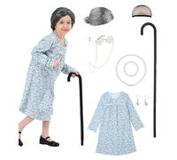 Déguisement pour fille numéro 100 du jour de l'école Robe de grand-mère Halloween Cosplay Costume de vieille dame pour enfants (3 floral, 9)