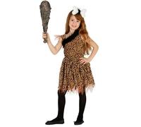 Fiestas Guirca – Déguisement préhistorique fille – Robe et os – 7-9 ans – Marron
