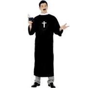 Smiffy's Costume de prêtre – longue soutane et col Halloween – noir – Taille M