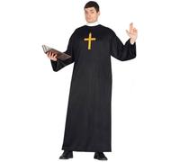 Déguisement - Prêtre pour homme - Noir - Robe avec col blanc - Taille unique 52/54 M