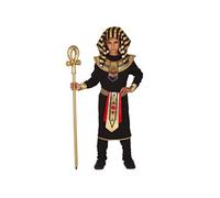 Fiestas Guirca Déguisement Pharaon Enfant 7-9 ans - Tunique/Pantalon/Ceinture/Col/Coiffe - Noir/Or
