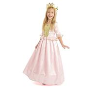 DEGUISE TOI - Déguisement princesse avec diadème fille - Robe - Couronne - L 10-12 ans (130-140 cm) - Rose - Déguisements enfants - 100% Polyester - Lavage à sec - Carnaval