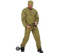 Déguisement - Prisonnier - Détenu - Rayures noir/jaune - Costume + chapeau - Taille L G