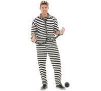 Déguisement prisonnier homme Voleur Braqueur Délinquant Professions - Noir M