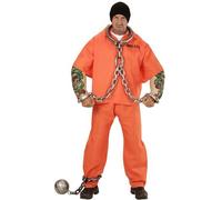 Widmann Costume de prisonnier tatoué – haut et bras musclés tatoués, pantalon – M Orange
