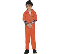 FIESTAS GUIRCA | Costume de Prisionero Tatuado Enfant (5-6 ans) - Combinaison de Prisonnier - Costumes de Voleurs et Fugitifs pour Halloween, Carnaval et Fêtes Déguisées - Idéal pour Enfants - Orange