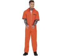 Fiestas Guirca – Costume de prisonnier tatoué (52-54/L) – Combinaison adulte homme orange