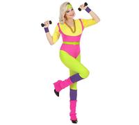 W WIDMANN MILANO Party Fashion - Costume entraîneuse d'aérobic des années 80, sportive, néon, tenue kitsch